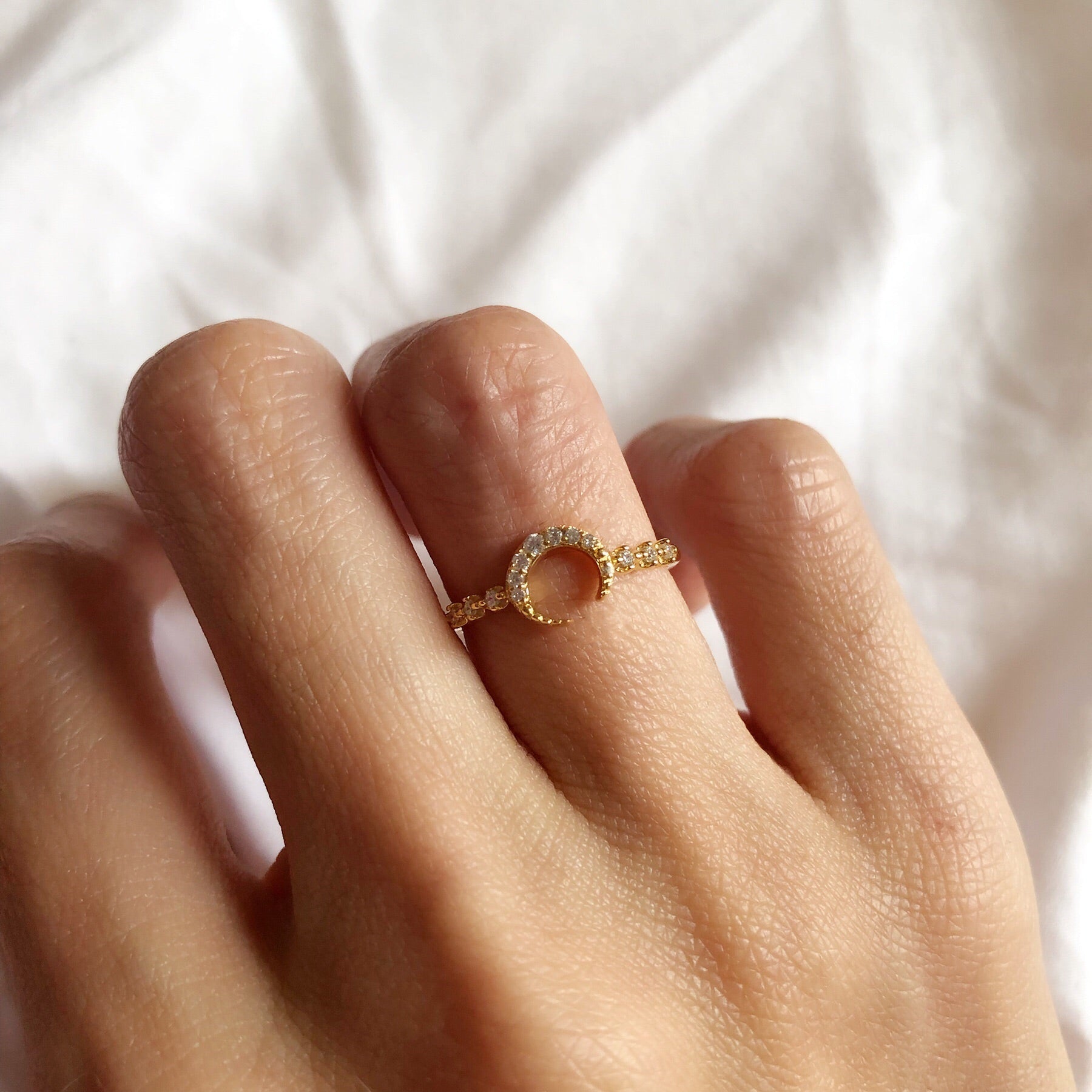 Dainty moon store ring